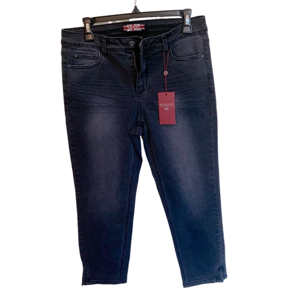 NWT Makers True Originals Cropped Black Stretch Denim Jeans Sz 31 x 23